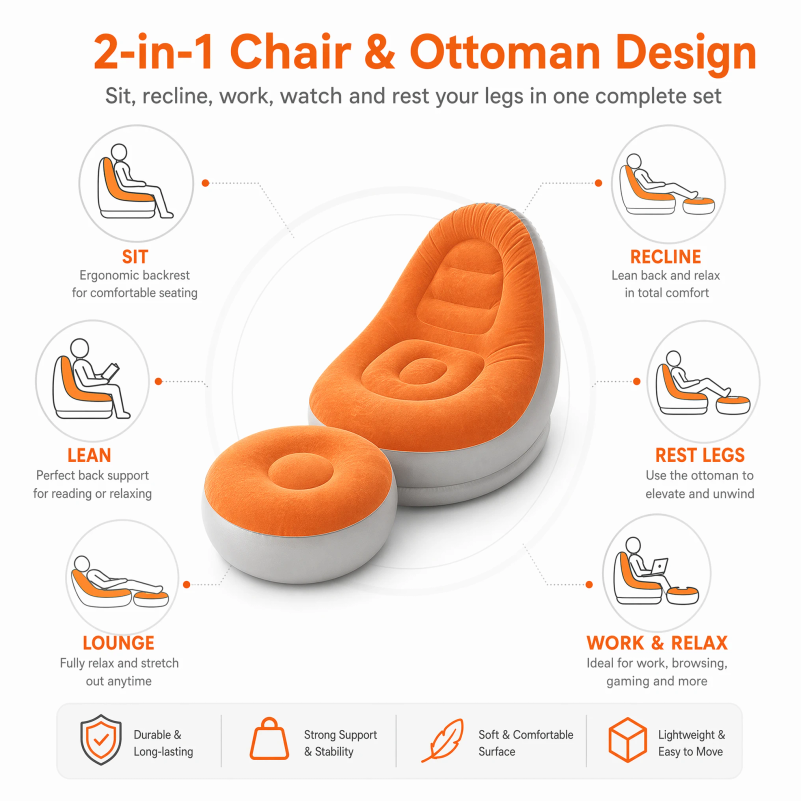 Flocking Inflatable Lazy Sofa  - Home Improvement Furniture recension och pris